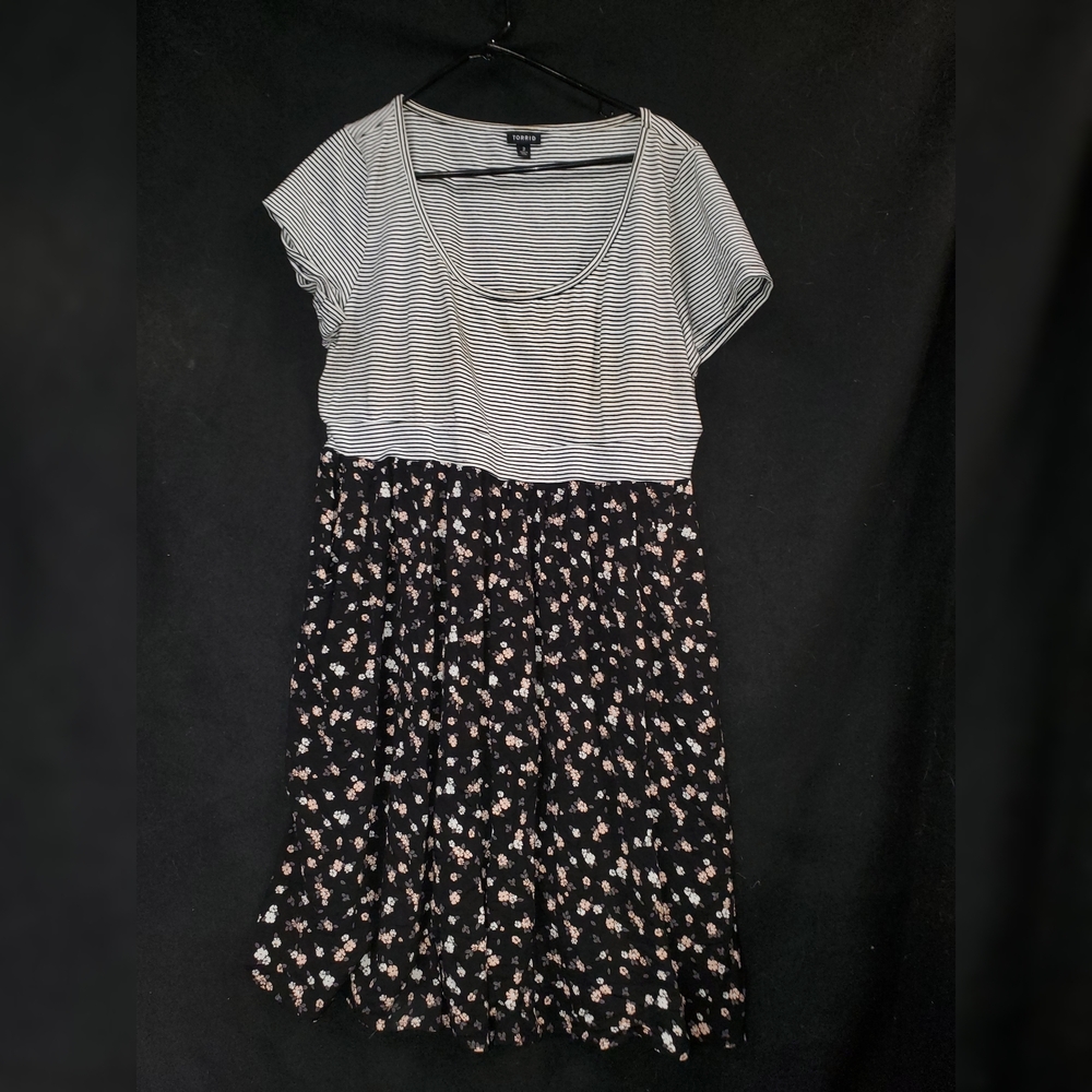 Torrid Floral And Black And White Striped Dress 2
